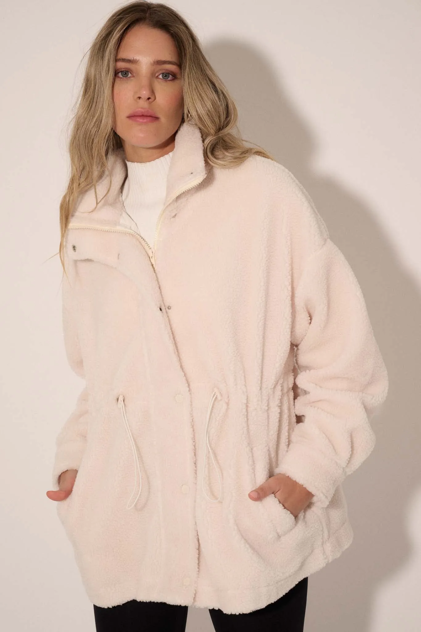 Feeling Fluffy Sherpa Fleece Drawstring Jacket