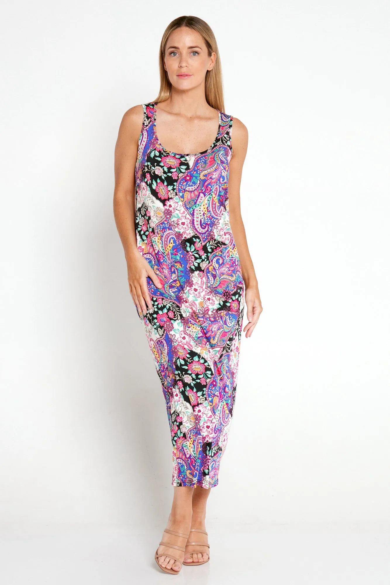 Findon Midi Slip Dress - Pink Paisley