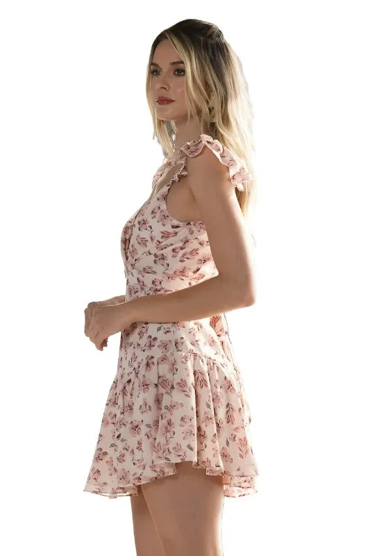 Floral Print Ruffle Mini Dress