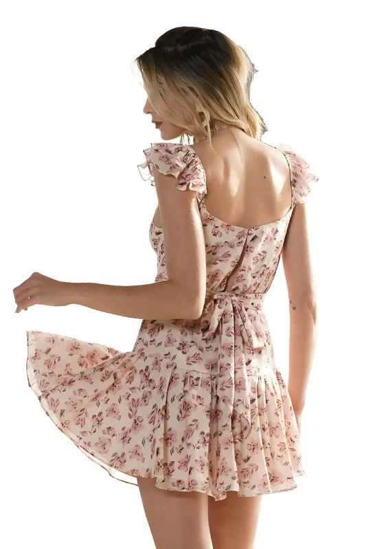 Floral Print Ruffle Mini Dress