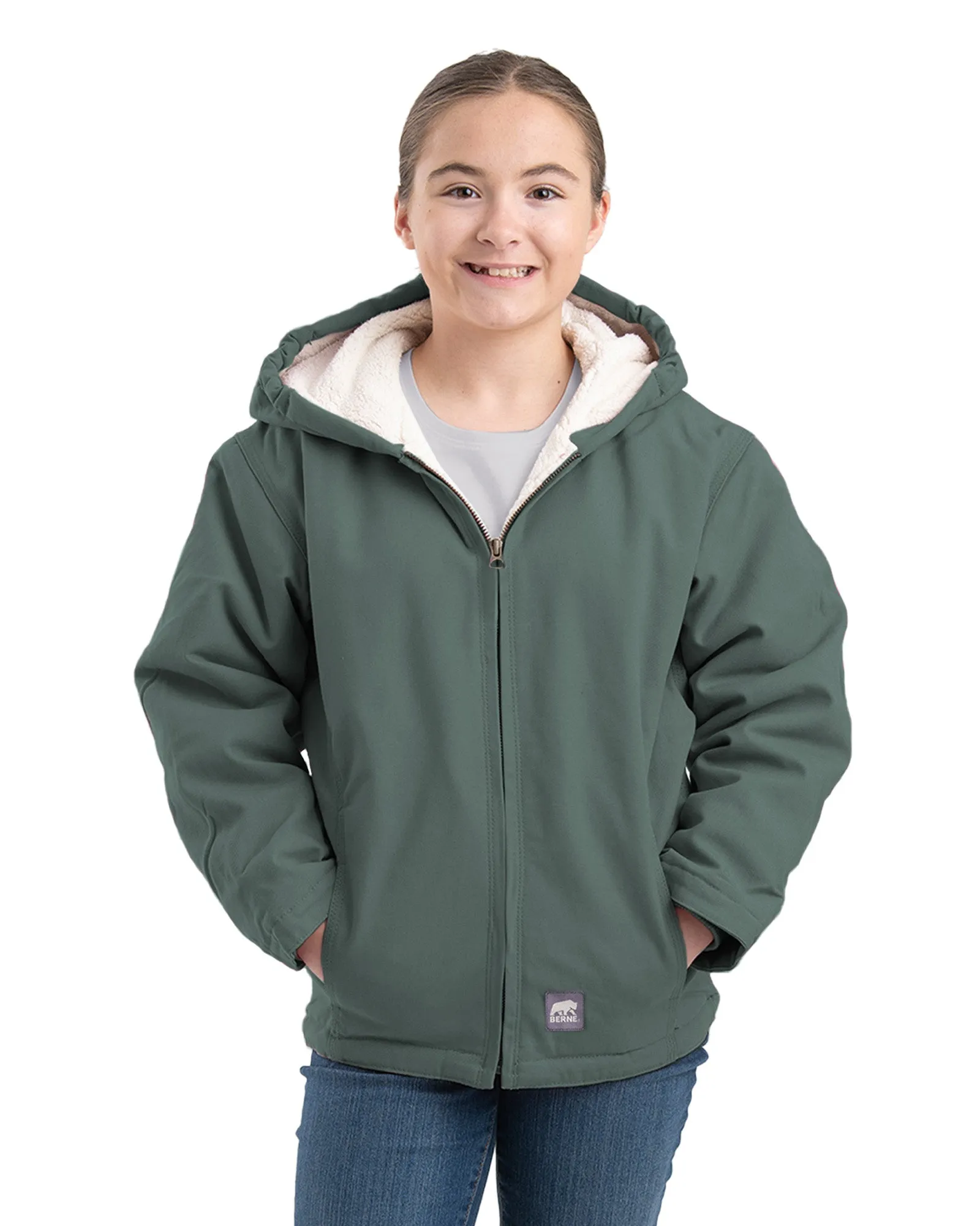 Girls' Sherpa-Lined Softstone Duck Hooded Jacket