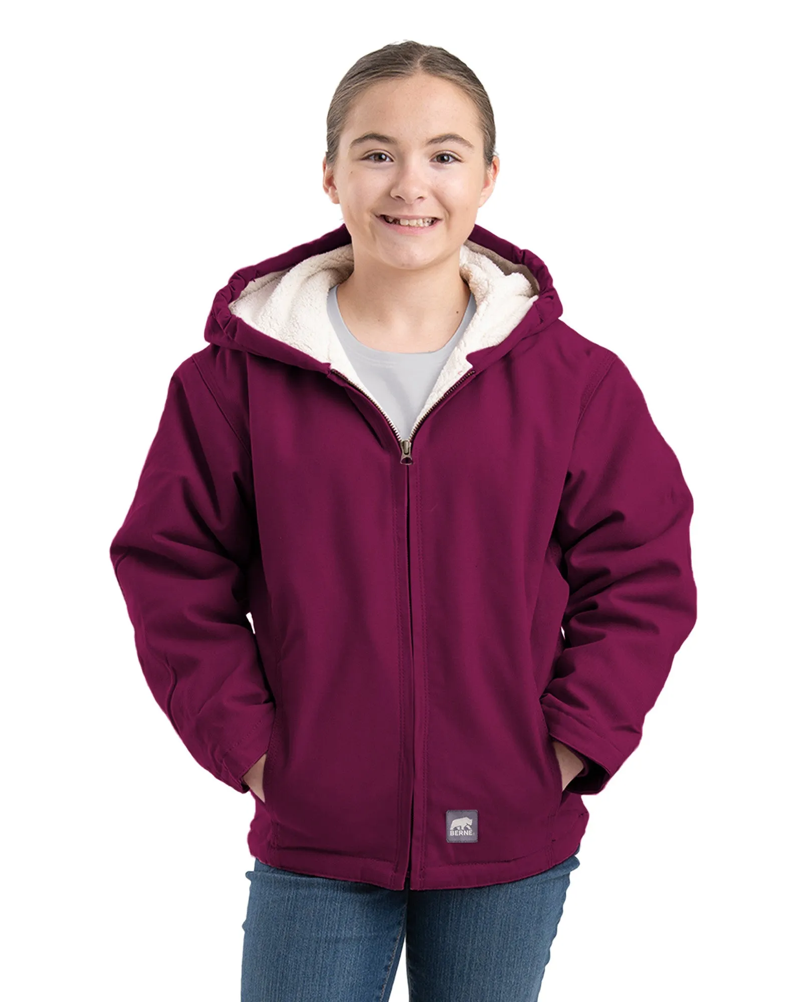 Girls' Sherpa-Lined Softstone Duck Hooded Jacket