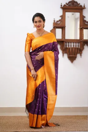 Glittering Purple Soft Silk Saree With Improbable Blouse Piece