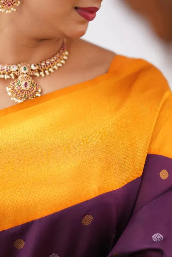 Glittering Purple Soft Silk Saree With Improbable Blouse Piece