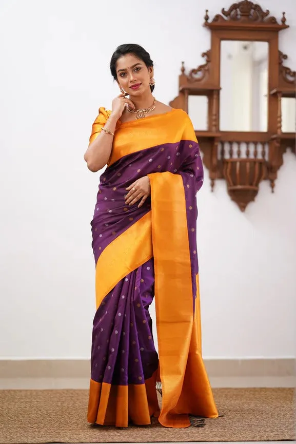 Glittering Purple Soft Silk Saree With Improbable Blouse Piece