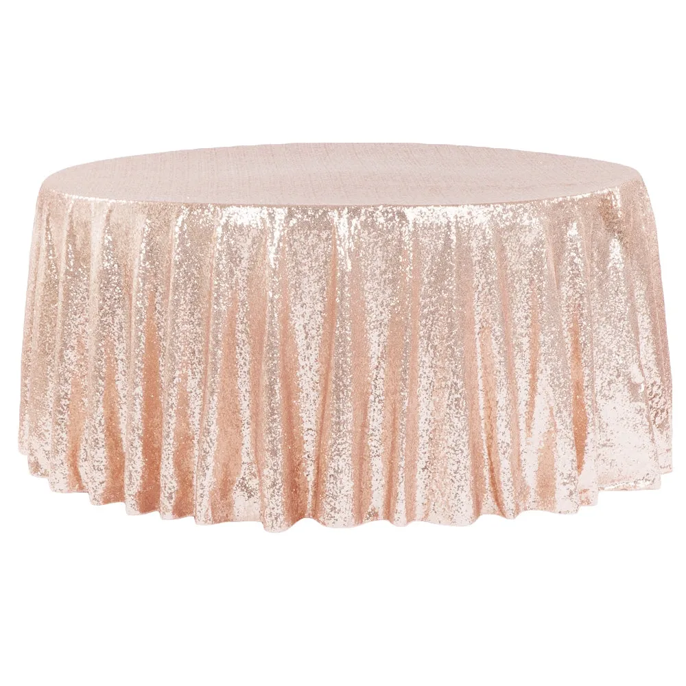 Glitz Sequins 120" Round Tablecloth - Blush/Rose Gold