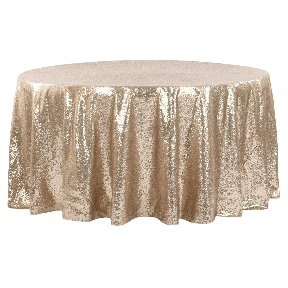 Glitz Sequins 120" Round Tablecloth - Champagne