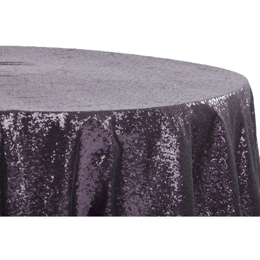 Glitz Sequins 120" Round Tablecloth - Eggplant/Plum