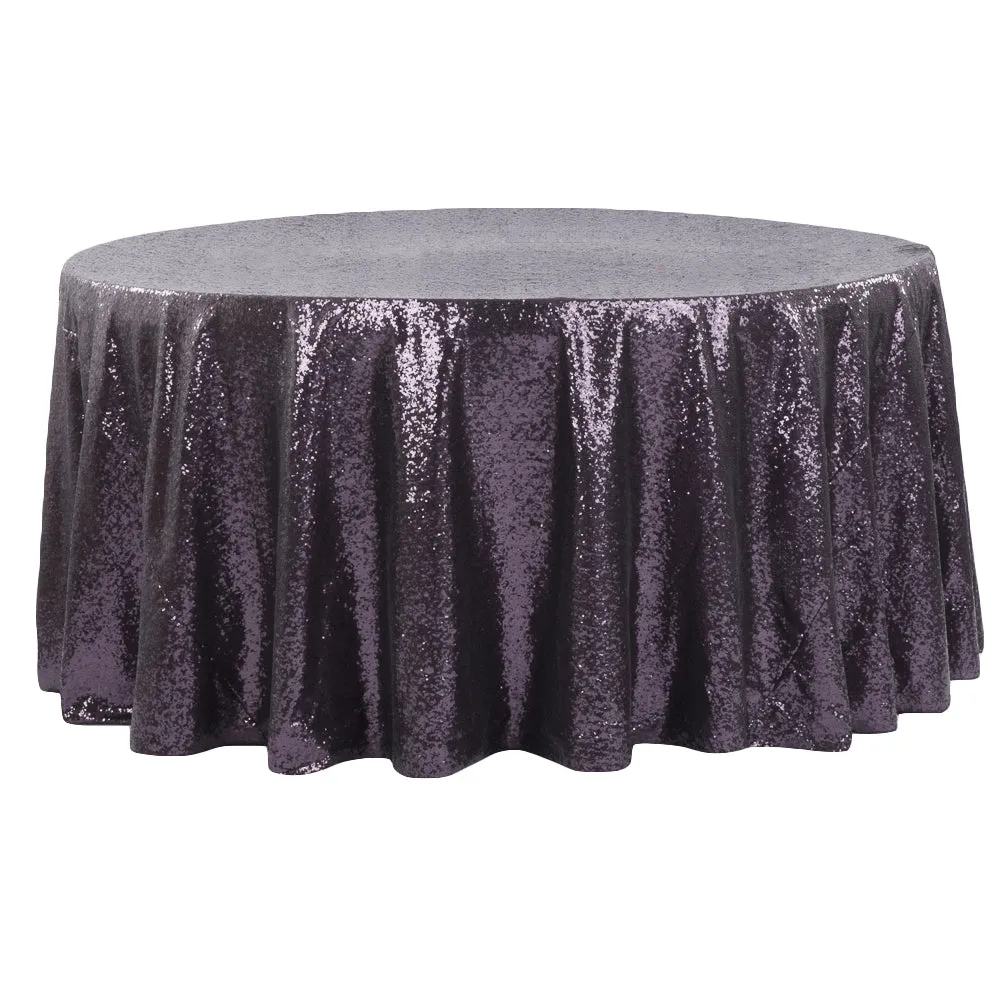 Glitz Sequins 120" Round Tablecloth - Eggplant/Plum