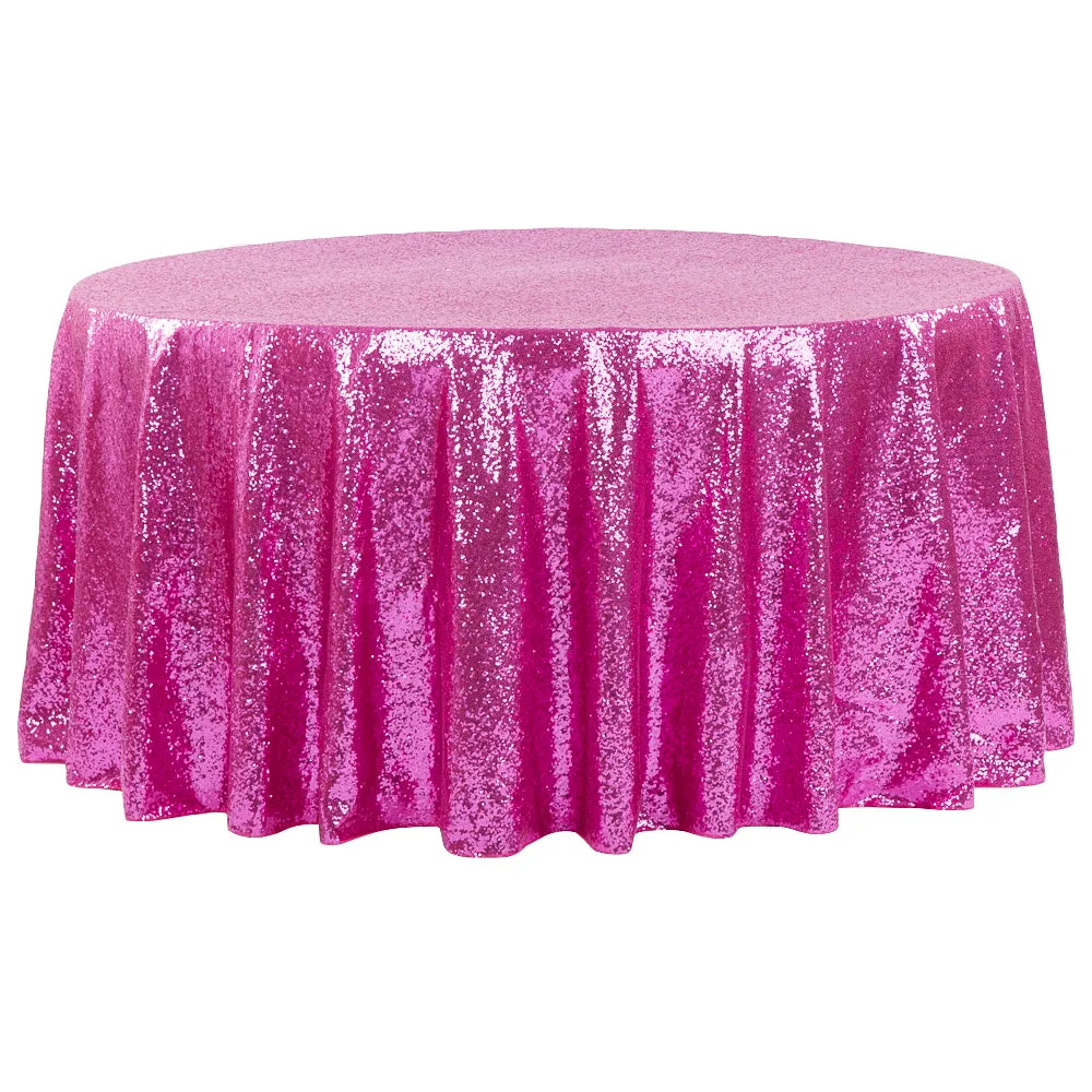 Glitz Sequins 120" Round Tablecloth - Fuchsia