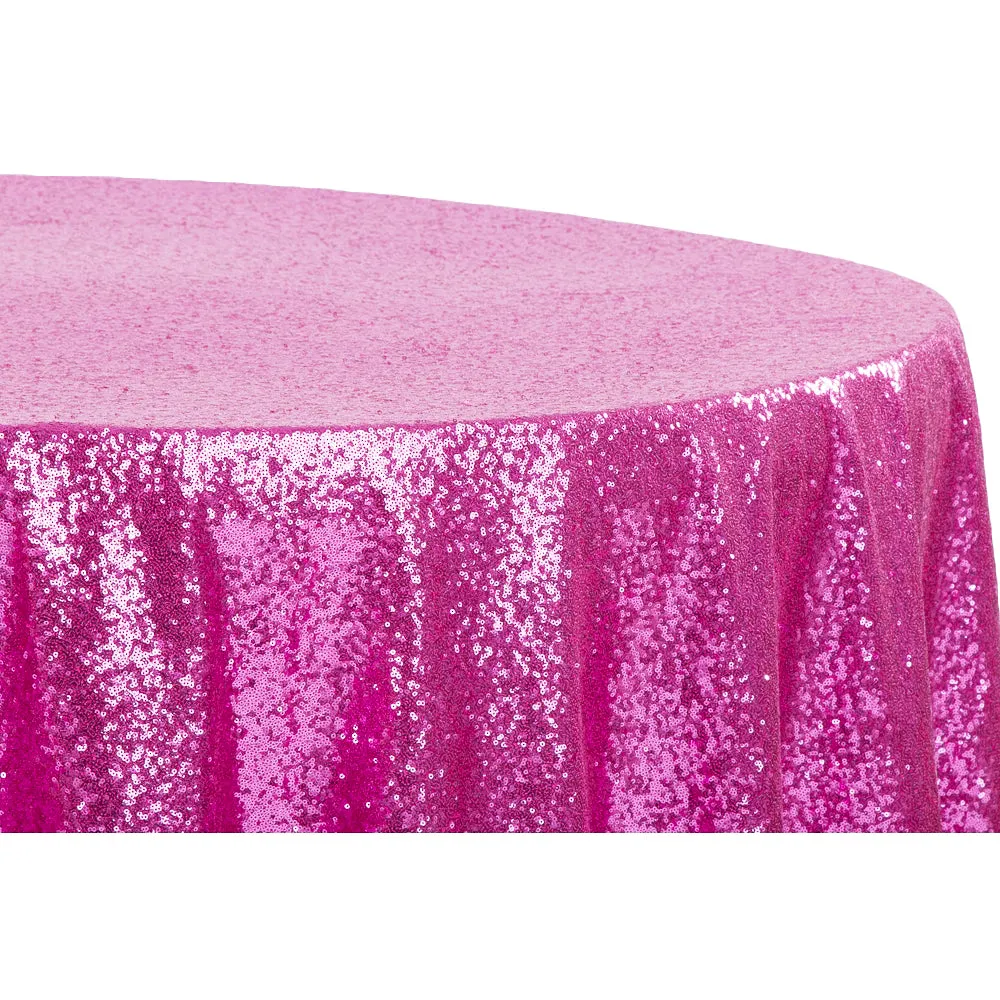 Glitz Sequins 120" Round Tablecloth - Fuchsia