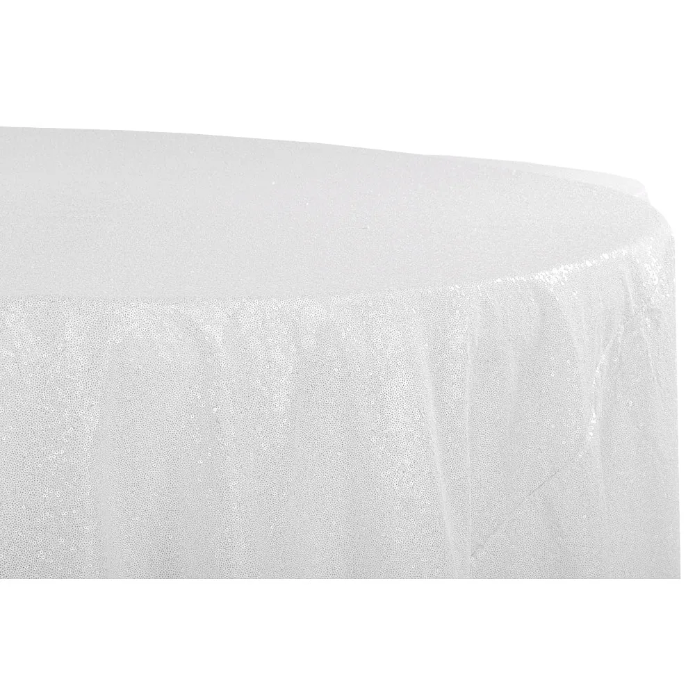 Glitz Sequins 120" Round Tablecloth - White