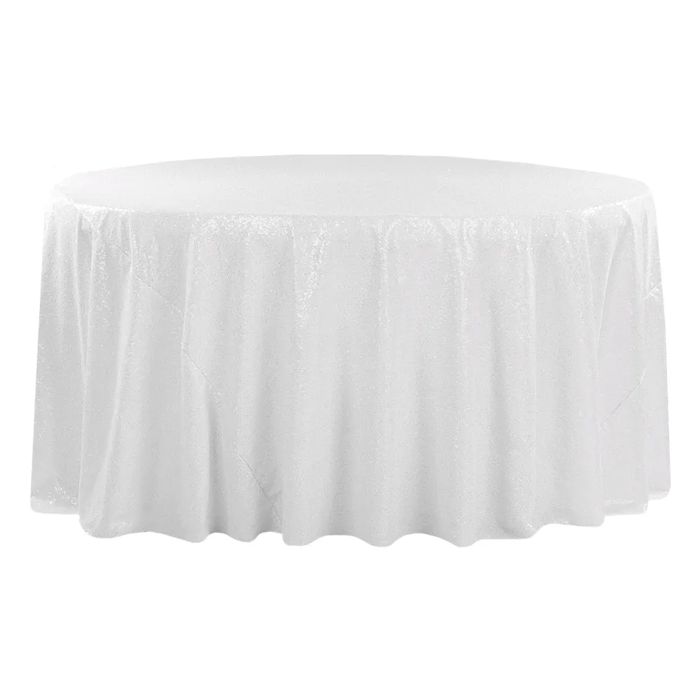 Glitz Sequins 120" Round Tablecloth - White