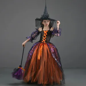 Halloween Tutu Baby Witch Luxurious Kid Party Cosplay Dress-up