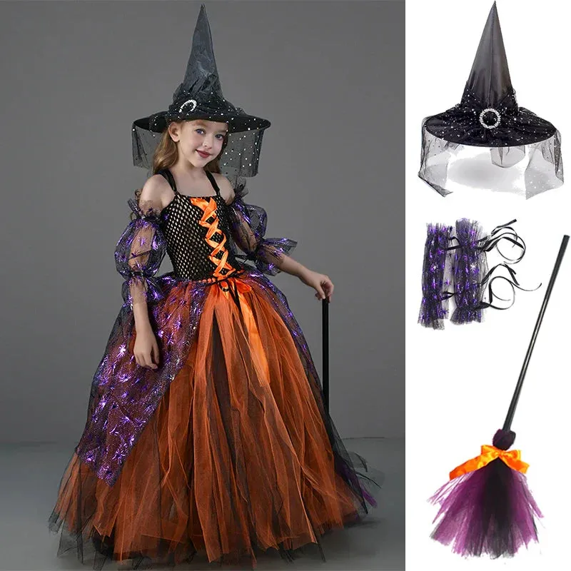 Halloween Tutu Baby Witch Luxurious Kid Party Cosplay Dress-up