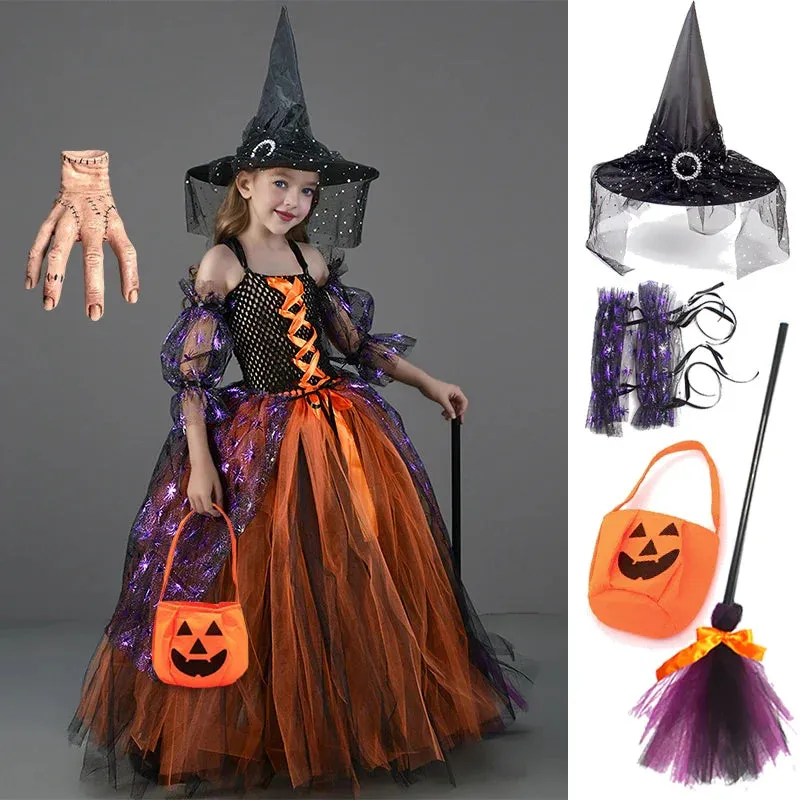 Halloween Tutu Baby Witch Luxurious Kid Party Cosplay Dress-up