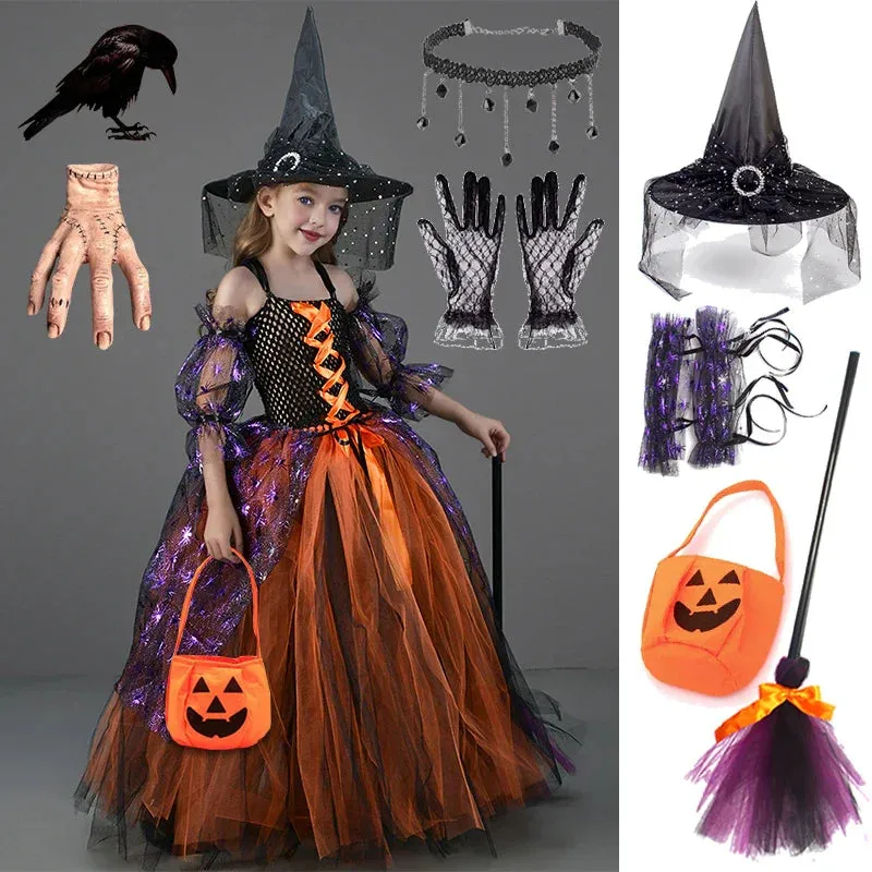 Halloween Tutu Baby Witch Luxurious Kid Party Cosplay Dress-up