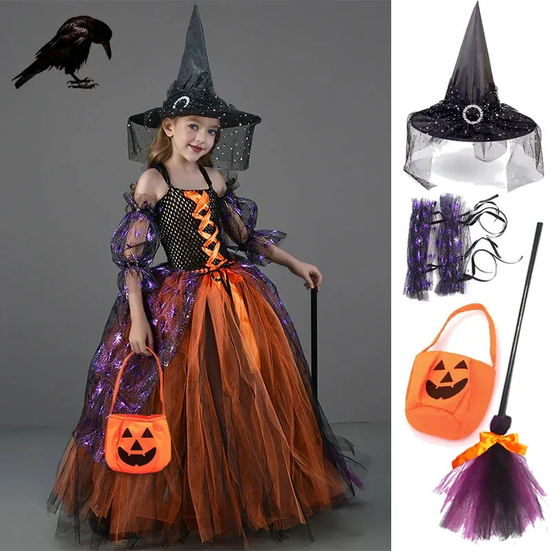 Halloween Tutu Baby Witch Luxurious Kid Party Cosplay Dress-up