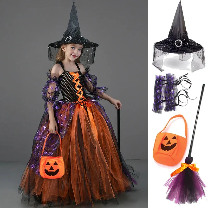 Halloween Tutu Baby Witch Luxurious Kid Party Cosplay Dress-up