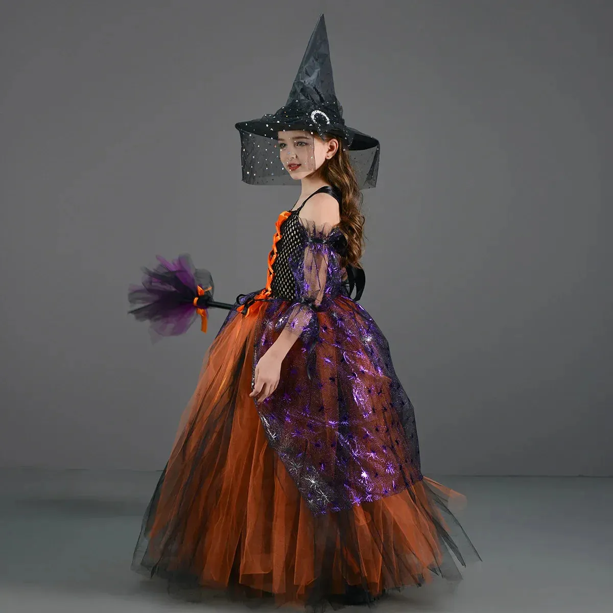 Halloween Tutu Baby Witch Luxurious Kid Party Cosplay Dress-up