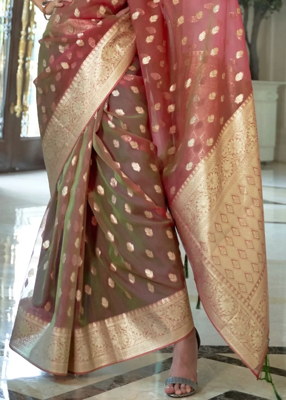 Hibiscus Purple Zari Woven Organza Silk Saree