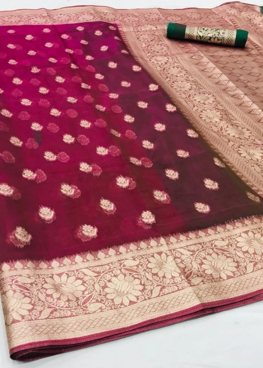 Hibiscus Purple Zari Woven Organza Silk Saree