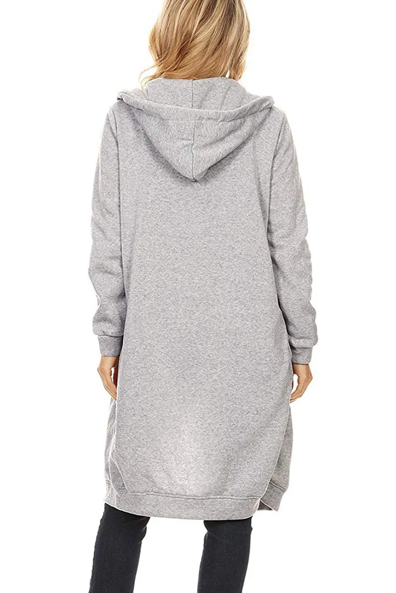 Hooded Zipper Long Sweatshirt