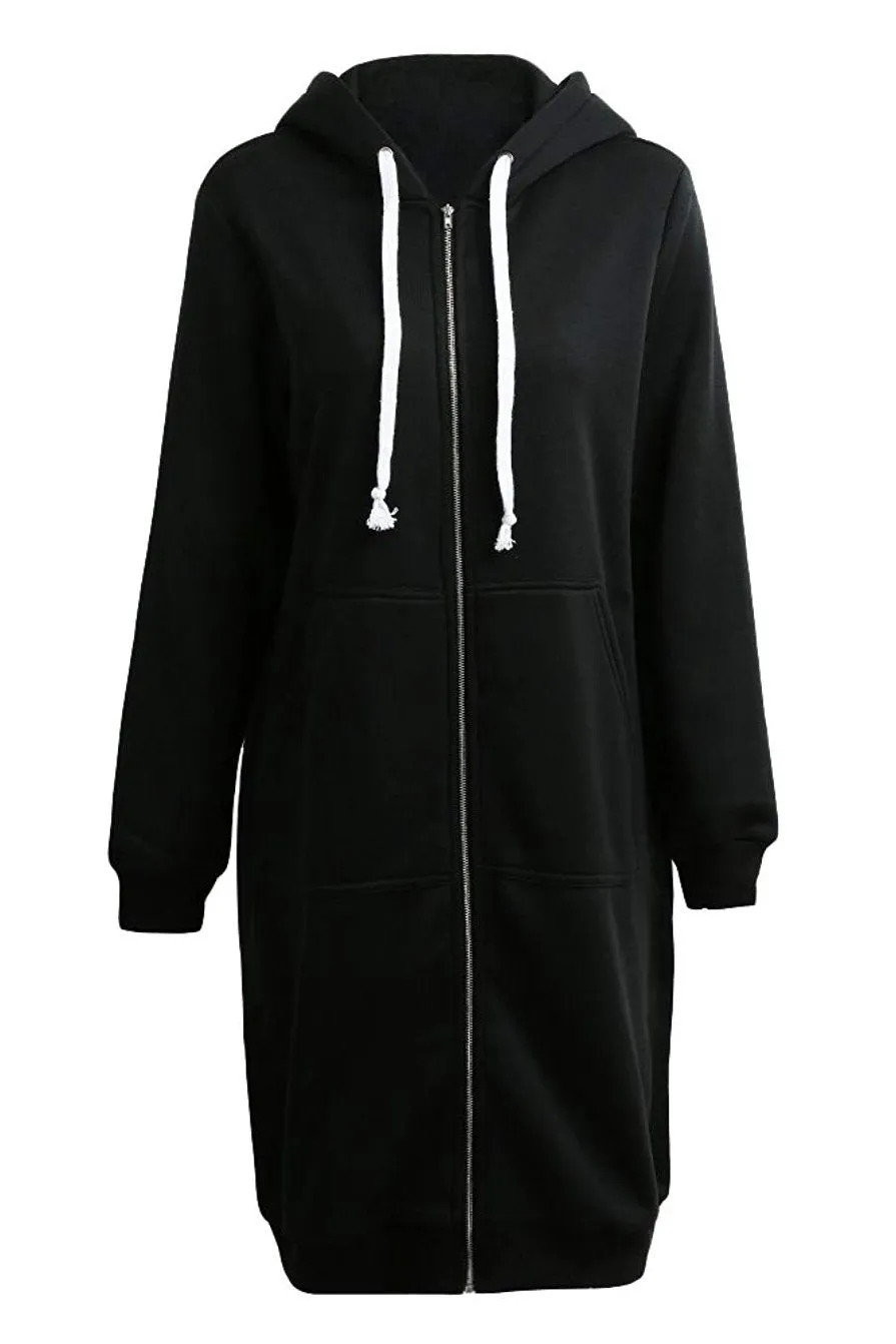 Hooded Zipper Long Sweatshirt