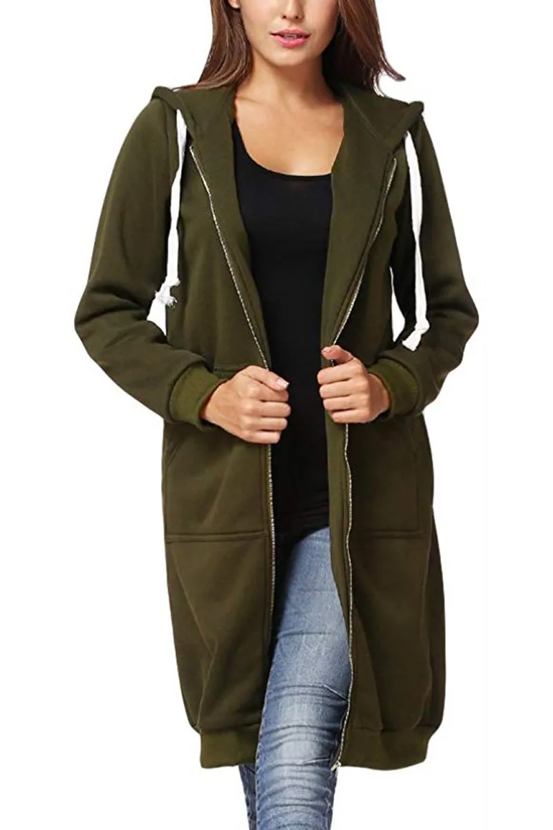 Hooded Zipper Long Sweatshirt