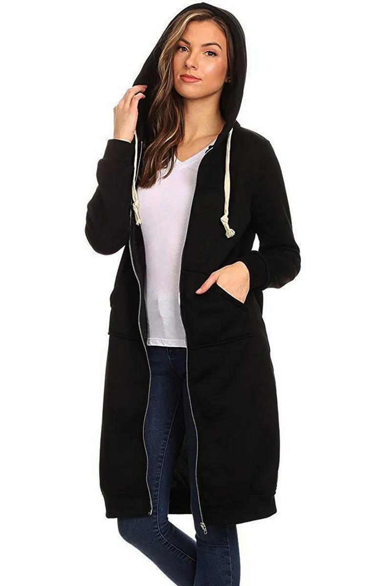 Hooded Zipper Long Sweatshirt