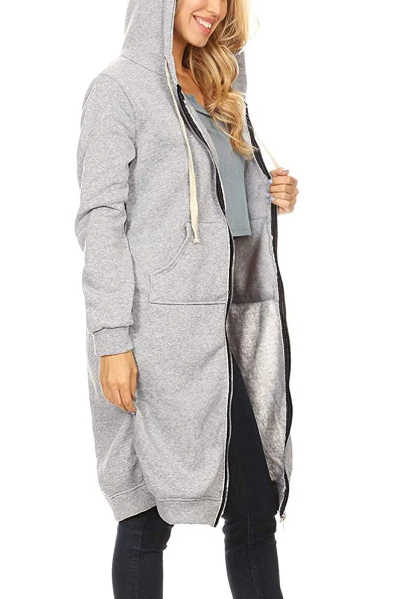 Hooded Zipper Long Sweatshirt