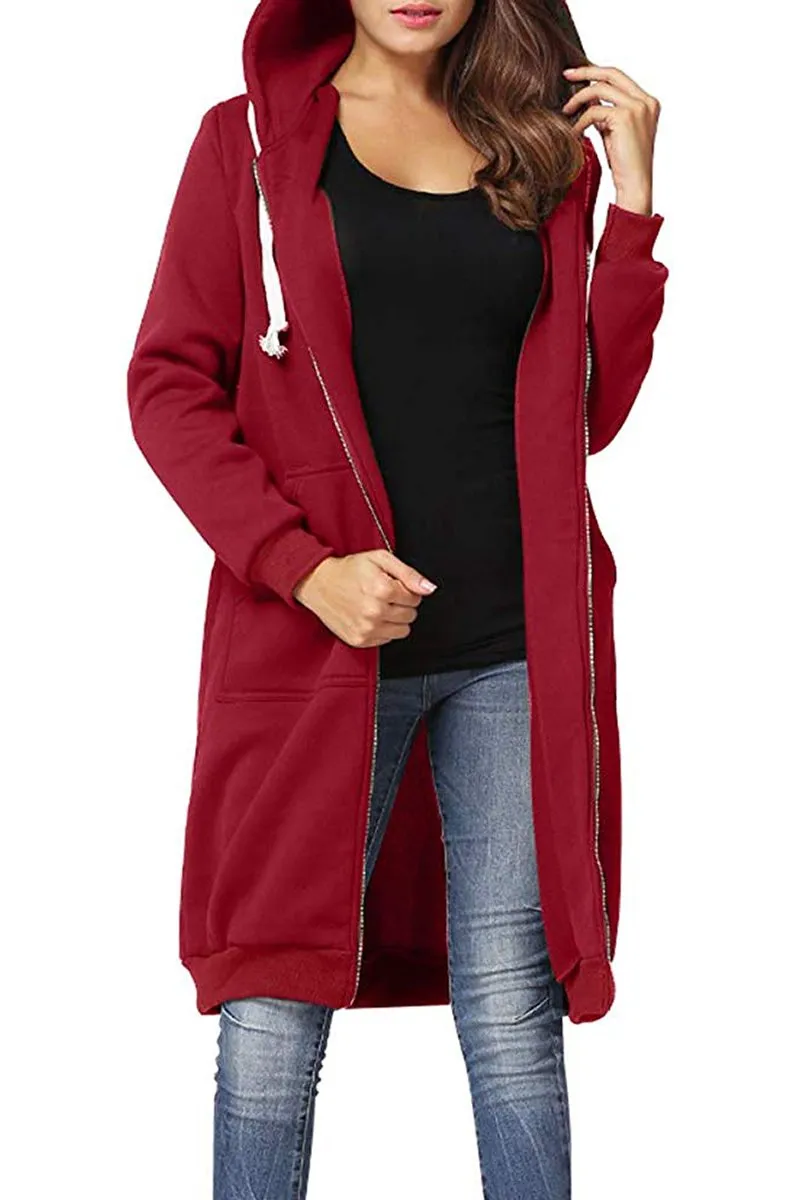 Hooded Zipper Long Sweatshirt