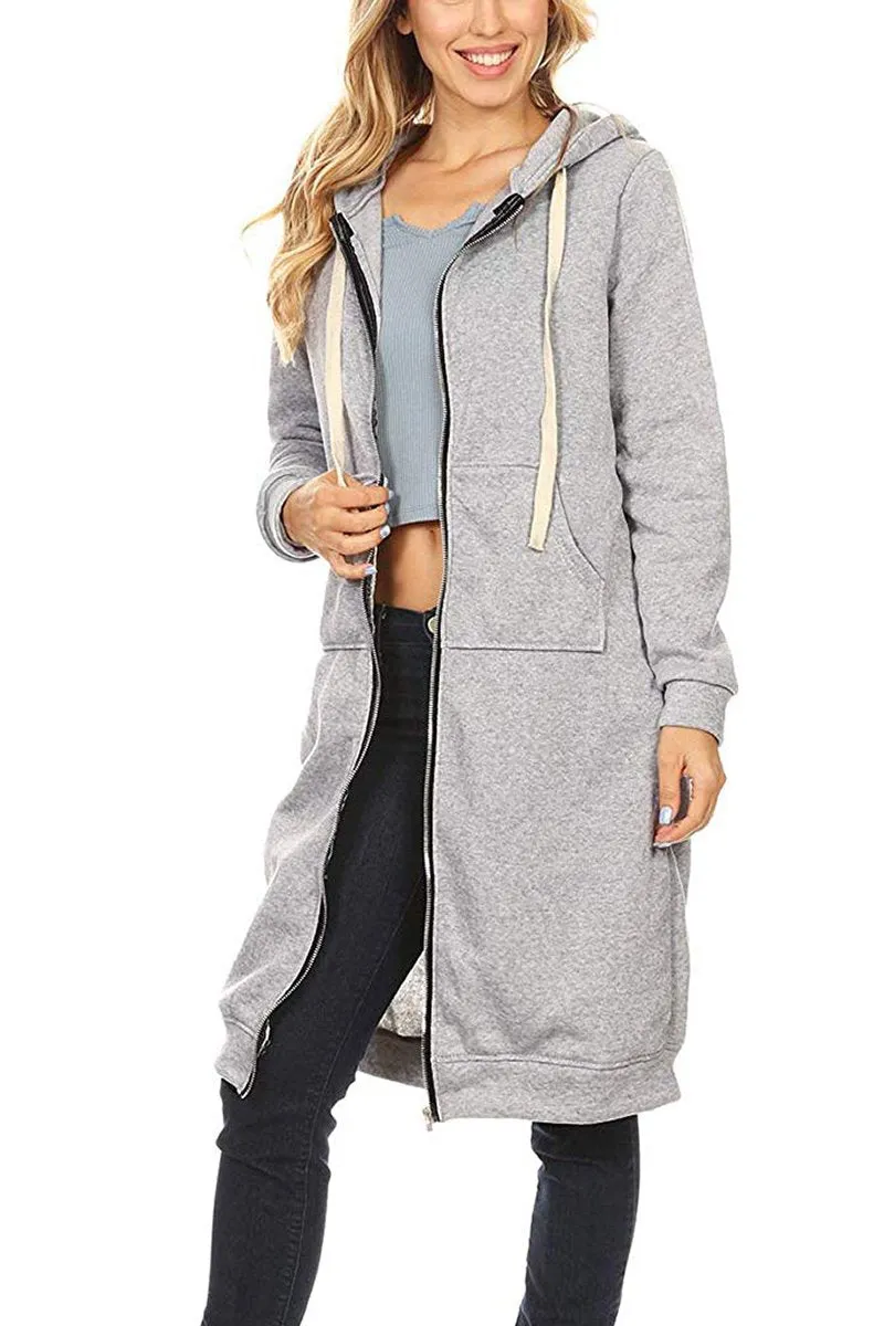 Hooded Zipper Long Sweatshirt