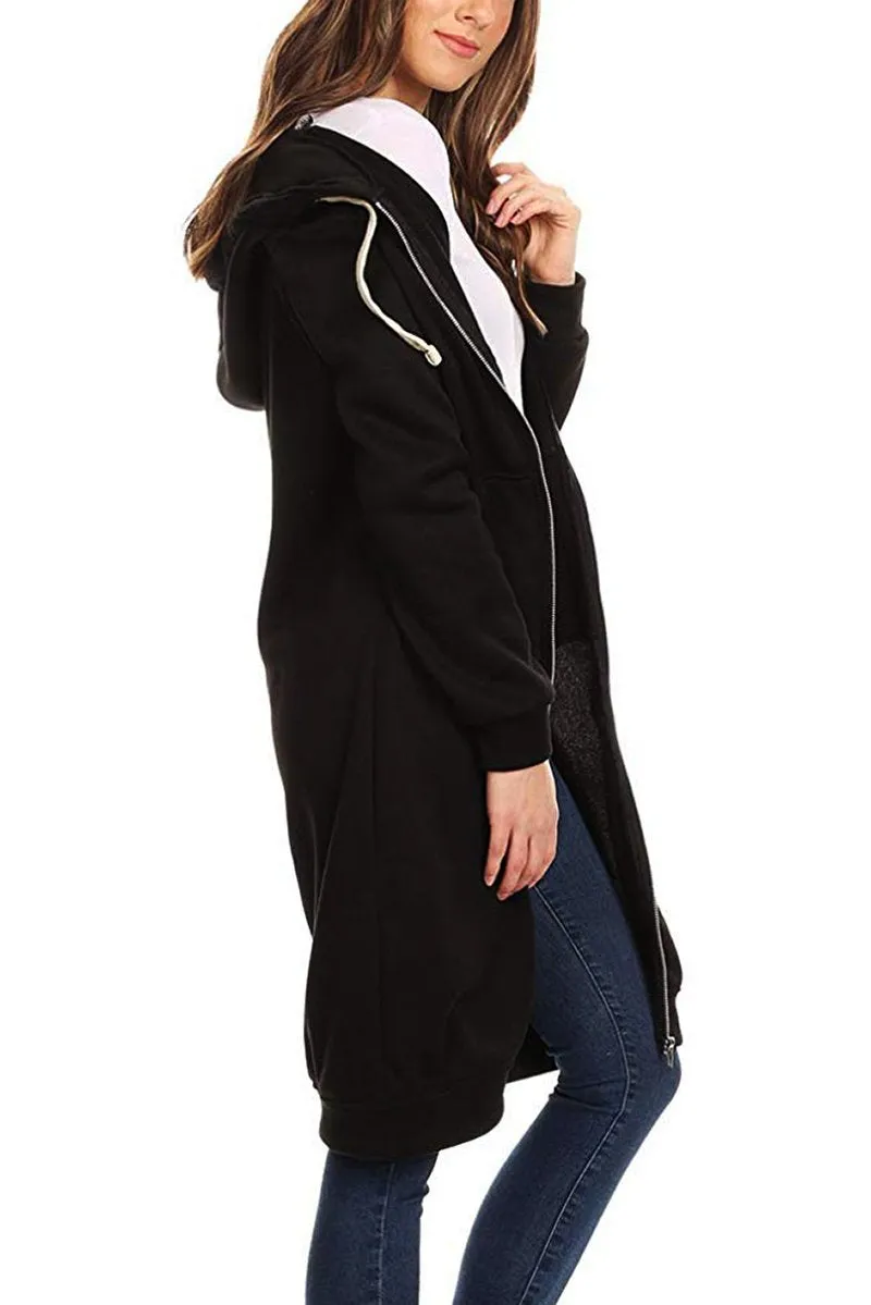 Hooded Zipper Long Sweatshirt