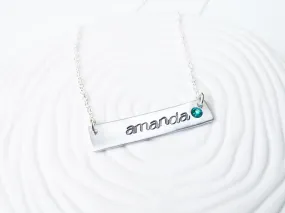 ID Bar Necklace with Birthstone | Name Necklace | Mother's Necklace