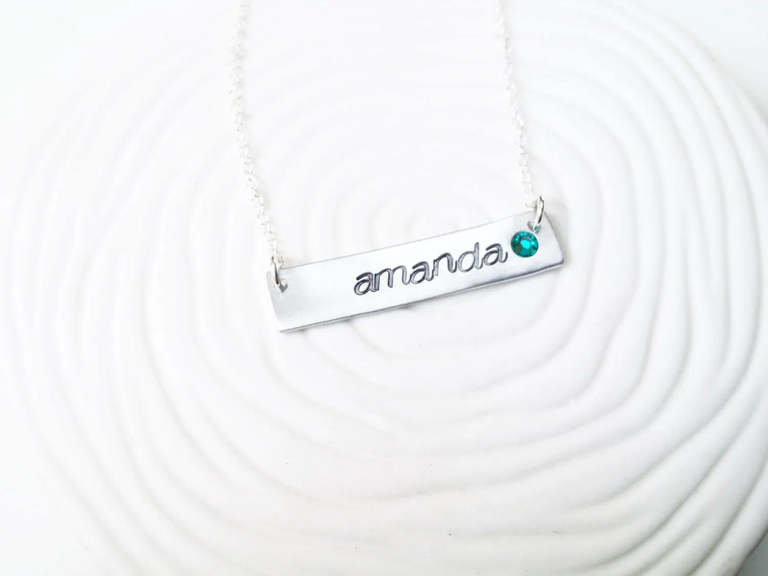 ID Bar Necklace with Birthstone | Name Necklace | Mother's Necklace