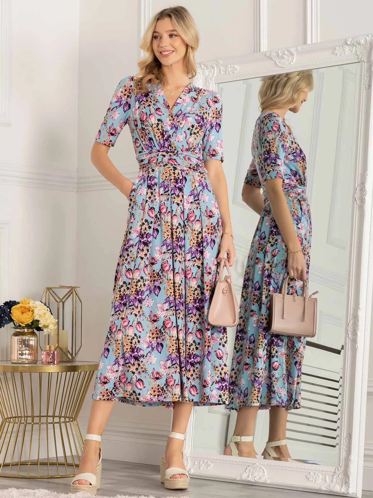 Jolie Moi Gillian Floral Maxi Dress, Light Blue