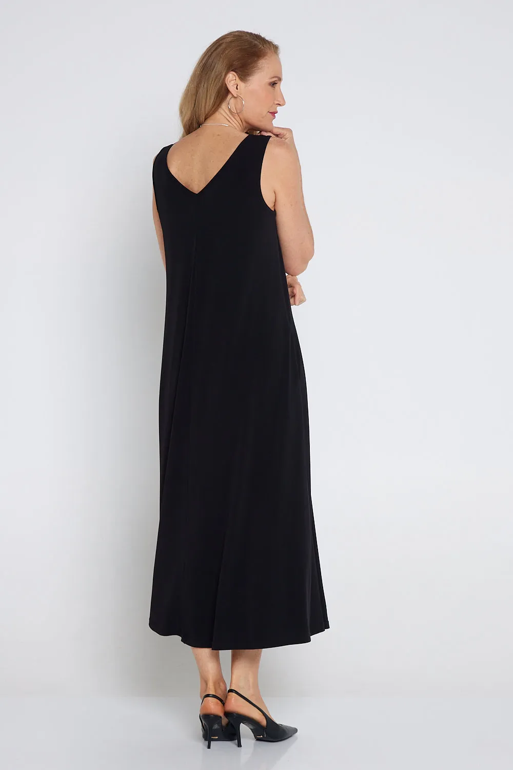 Kathleen A-Line Stretch Midi - Black