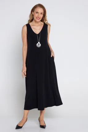 Kathleen A-Line Stretch Midi - Black