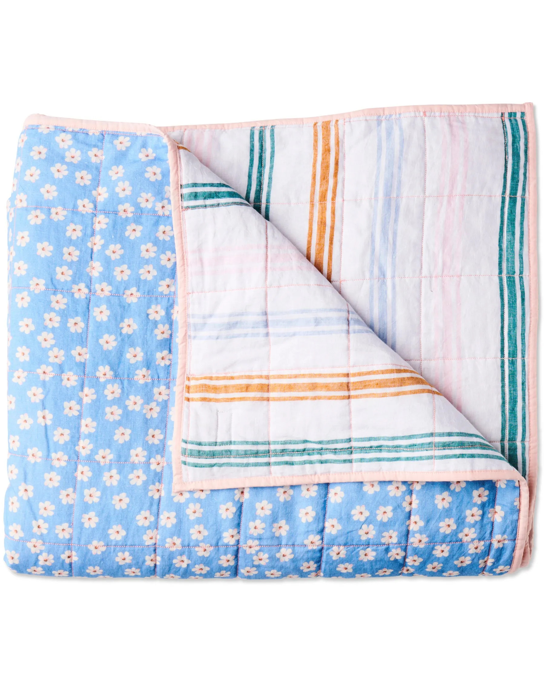 Kip & Co Lazy Sunday Reversible Linen Quilted Bedspread