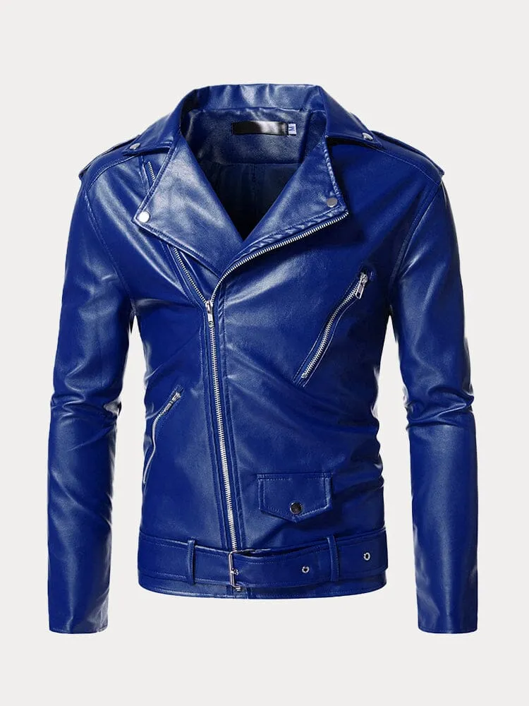 Lapel Zipper Leather Jacket