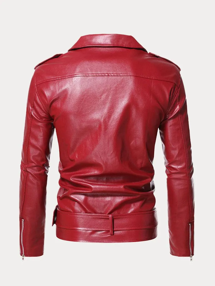 Lapel Zipper Leather Jacket