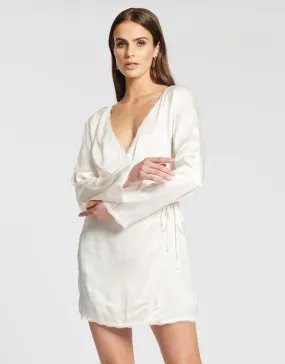 LAST DANCE LS WRAP DRESS CREAM