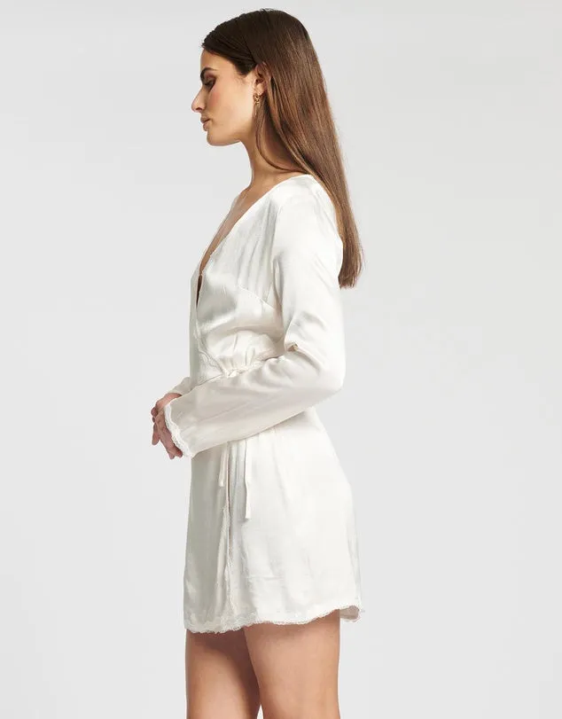 LAST DANCE LS WRAP DRESS CREAM