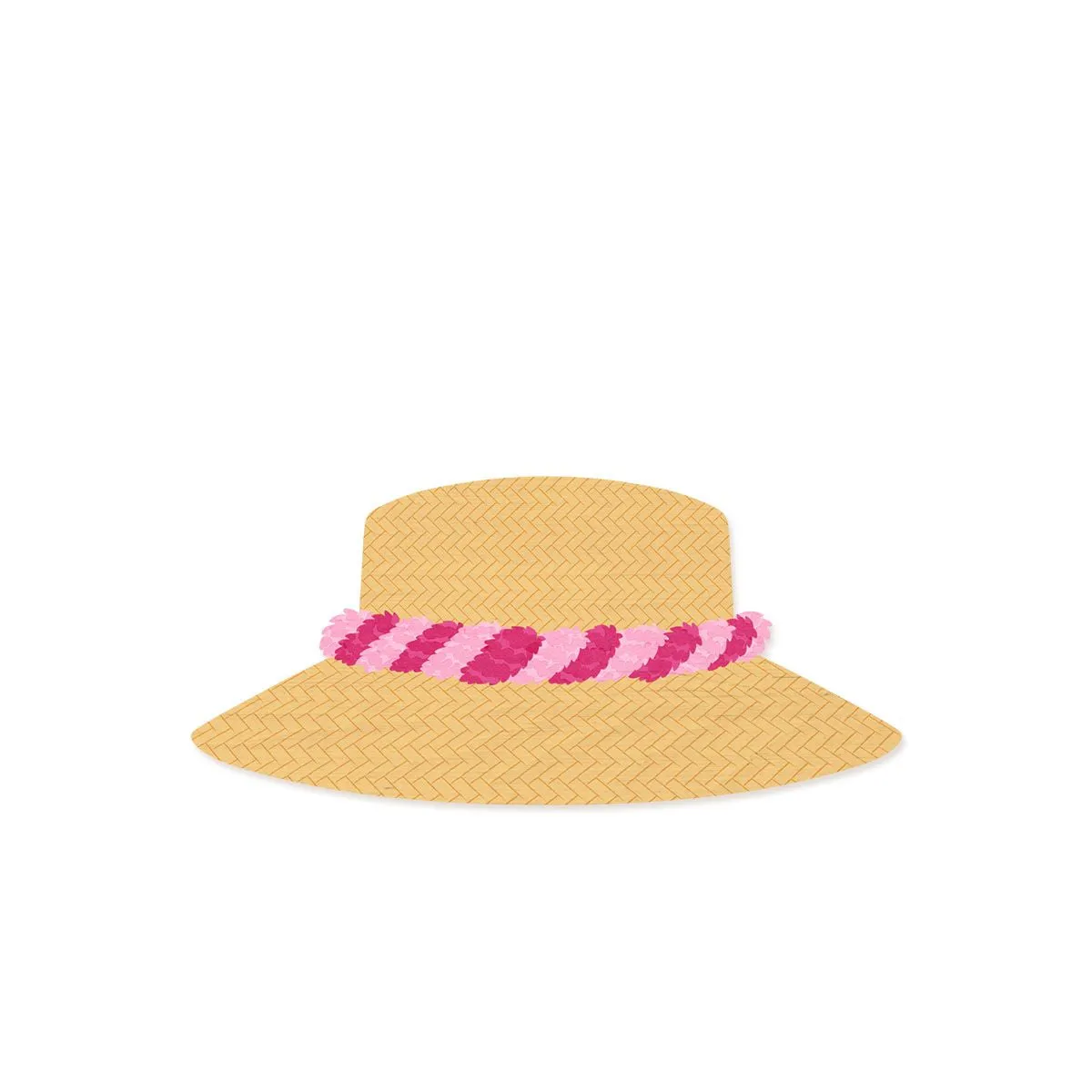 Lauhala Hat Pink Lei Wood Shape