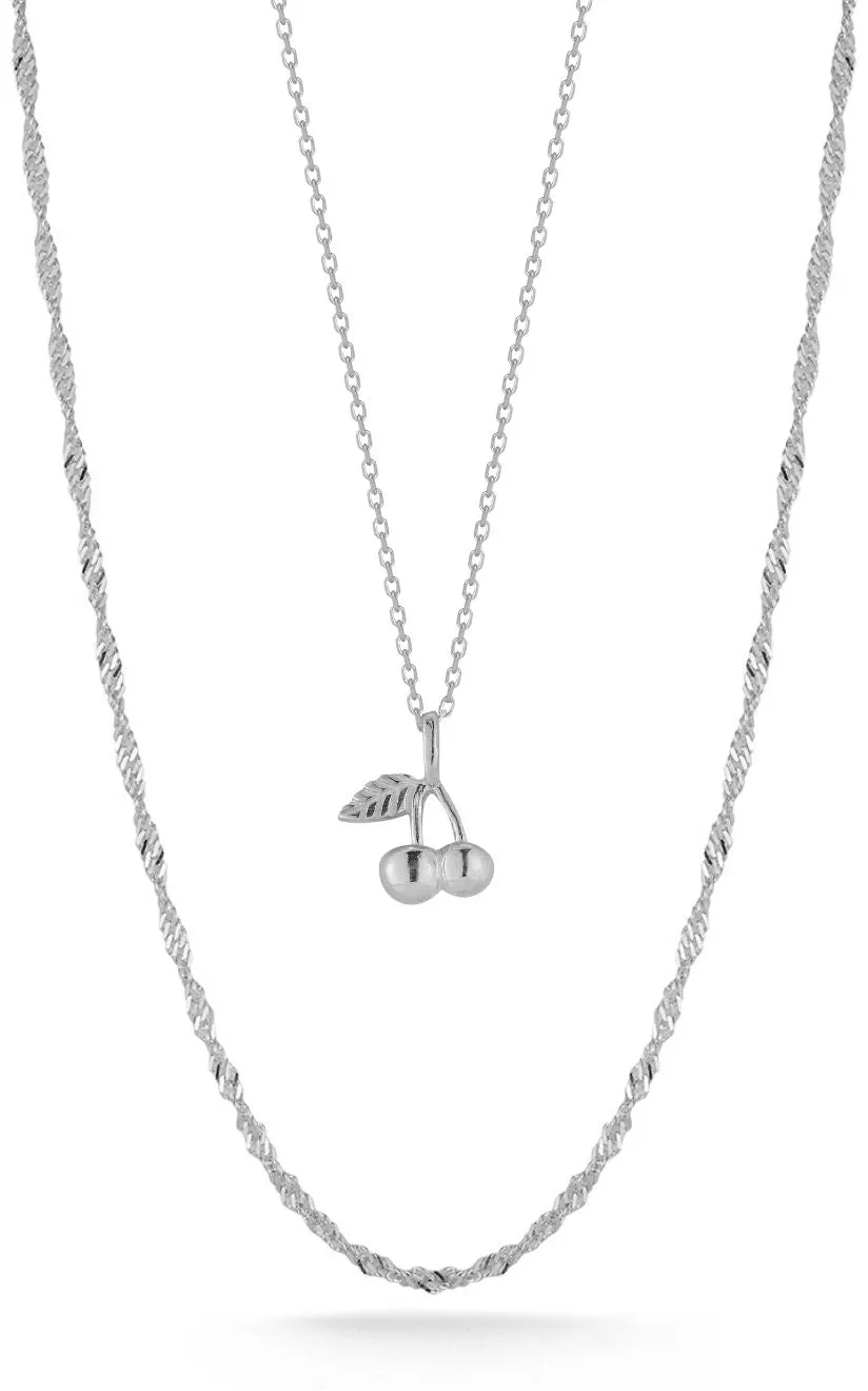 Layered Dainty Cherry Necklace Set