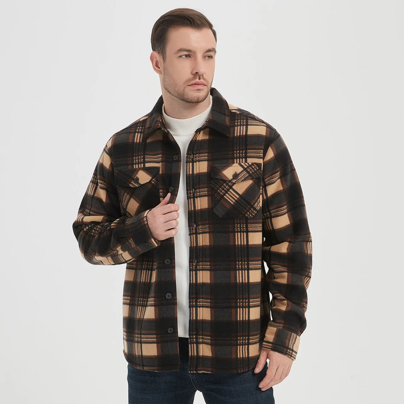 Lined , Brushed, warm, Shirt Jacket