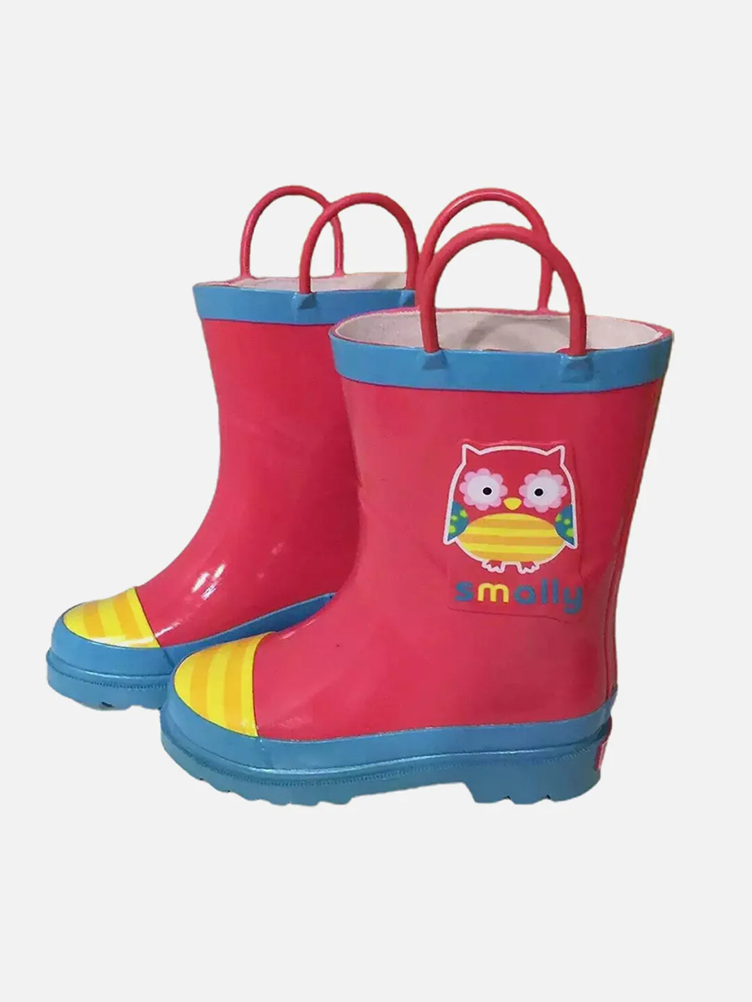 Little Surprise Box Pink Owl Flexible Rubber Rain Gumboots for Toddlers and Kids