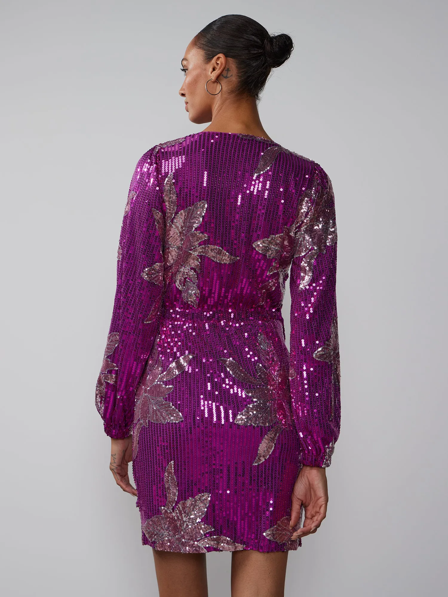 Long Sleeve Sequin Wrap Dress