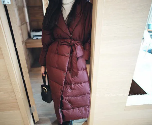 Loose Fitting Winter Puffer Coat Duck Down Jacket, Hooded Down Jacket Women With Waist Line 3220